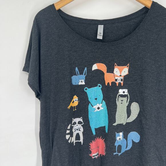 Wildlife Observers Graphic T-Shirt Dark Gray Size Large - Picture 5 of 5